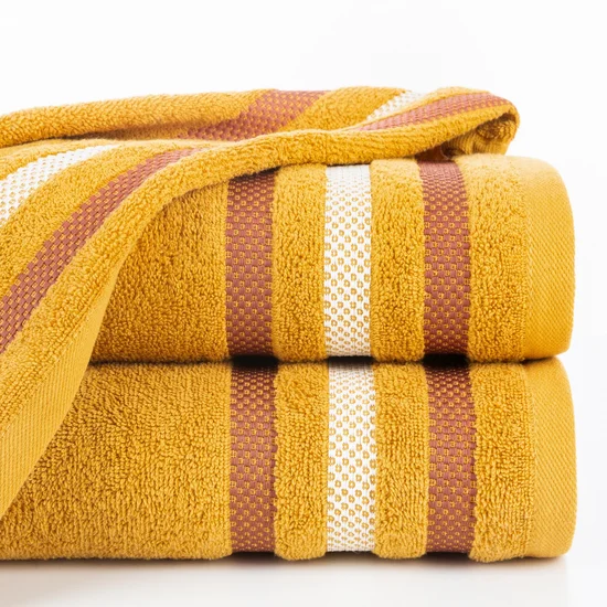 EUROFIRANY CLASSIC Ręcznik bawełniany GRACJA z ozdobną bordiurą w pasy - 30 x 50 cm - ceglasty