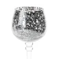 Świecznik szklany VERRE na wysmukłej nóżce ze srebrzystym kielichem - ∅ 9 x 30 cm - biały 4