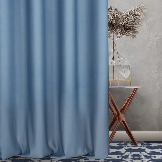 TERRA COLLECTION Zasłona PALERMO z dwustronnej tkaniny z efektem melanżu - 140 x 270 cm - niebieski