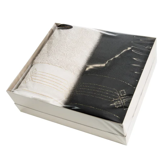 Zestaw prezentowy - komplet 2 szt ręczników na każdą okazję - 34 x 29 x 11 cm - jasnobeżowy