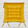 Dwustronna welwetowa poduszka siedziskowa na krzesło z szesnastoma pikowaniami, gramatura 260 g/m2 - 40 x 40 x 6 cm - musztardowy 1