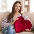 Poduszka z wypełnieniem w kształcie serca z miękkiego welwetu z falbanami - 45 x 45 cm - czerwony 3