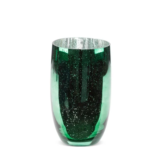Wazon MOLLY ze szkła artystycznego zielono-srebrnego - ∅ 16 x 28 cm - zielony