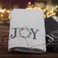 Ręcznik świąteczny SANTA 18 bawełniany z haftem z napisem JOY - 50 x 90 cm - biały 4