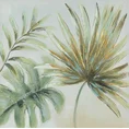 Obraz AMAZONA ręcznie malowane na płótnie egzotyczne liście - 60 x 60 cm - zielony 1