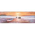 Obraz SUNSET ręcznie malowany na płótnie z elemetami 3D - 100 x 50 cm - pomarańczowy 1