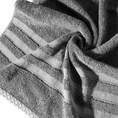 Ręcznik z żakardową bordiurą w pasy - 70 x 140 cm - stalowy 6
