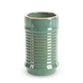 Wazon ceramiczny SAMI minimalistyczny, o kształcie walca ze żłobieniami - ∅ 12 x 20 cm - zielony 2