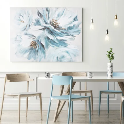 Obraz FLOWERS ręcznie malowane na płótnie kwiaty ze złotymi akcentami Obraz FLOWERS ręcznie malowane na płótnie kwiaty ze złotymi akcentami - 80 x 60 cm