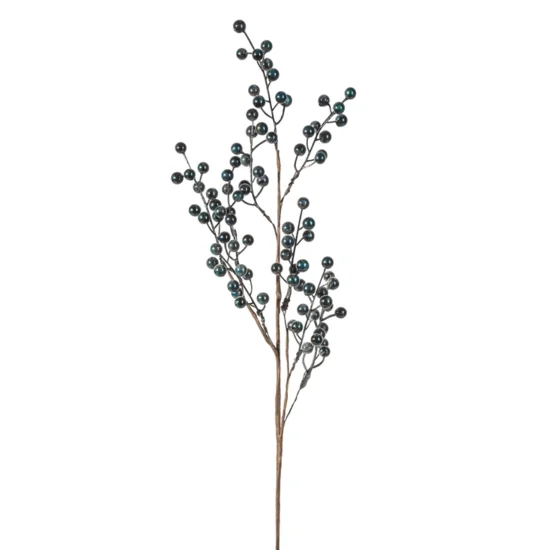 GAŁĄZKA OZDOBNA, kwiat sztuczny dekoracyjny - 73 cm - granatowy