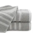 Ręcznik z żakardową bordiurą w pasy - 50 x 90 cm - stalowy 1