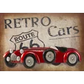Obraz CAR dekoracja ścienna z metalu w stylu vintage - 80 x 57 x 6 cm - czerwony 1