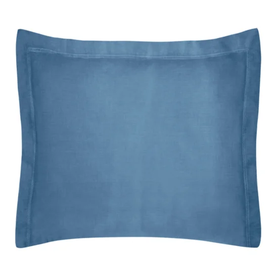 NOVA COLOUR Poszewka na poduszkę bawełniana z satynowym połyskiem i ozdobną kantą - 70 x 80 cm - ciemnoniebieski