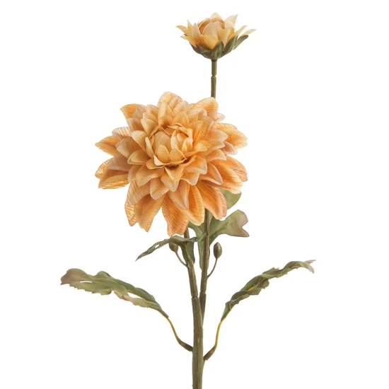 DALIA kwiat sztuczny dekoracyjny z płatkami z jedwabistej tkaniny - 55 cm - musztardowy
