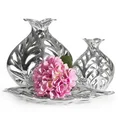 Ceramiczny wazon dekoracyjny o ażurowym wzorze srebrny - 27 x 13 x 28 cm - srebrny 3