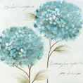 Obraz HORTENSJE ręcznie malowany na płótnie z niebieskimi kwiatami - 60 x 60 cm - turkusowy 1