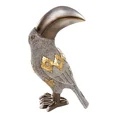 Tukan figurka ceramiczna srebrno-złota - 15 x 10 x 23 cm - złoty 1
