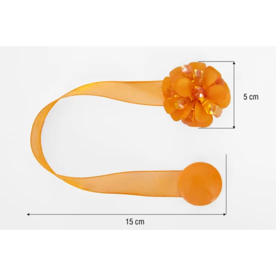 Upinacz dekoracyjny do firan i zasłon z magnesem - 15 cm - pomarańczowy