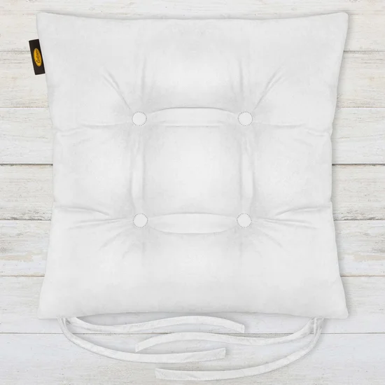 ADORE dwustronna welurowa poduszka siedziskowa na krzesło z czterema pikowaniami, gramatura 195 g/m2 - 40 x 40 x 8 cm - biały