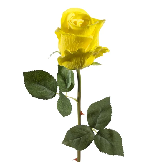 RÓŻA kwiat sztuczny dekoracyjny - dł. 54 cm dł. kwiat 9 cm - żółty