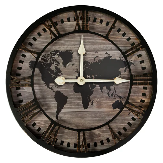 Dekoracyjny zegar ścienny w stylu kolonialnym - 60 x 5 x 60 cm - czarny