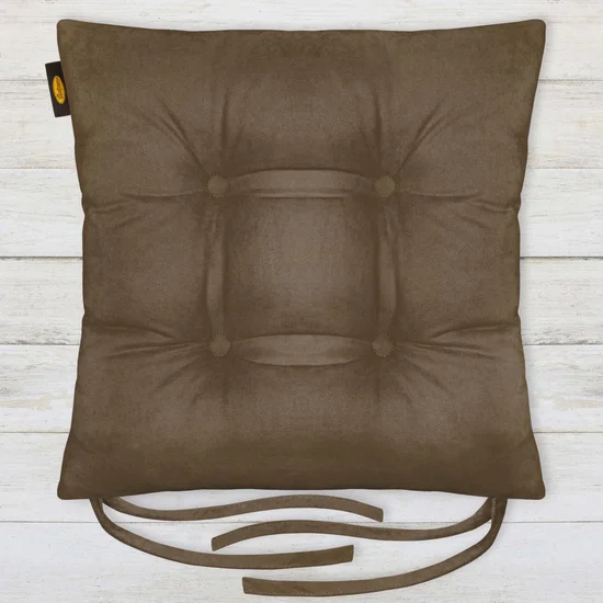 ADORE dwustronna welurowa poduszka siedziskowa na krzesło z czterema pikowaniami, gramatura 195 g/m2 - 40 x 40 x 8 cm - brązowy