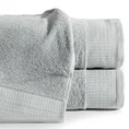 Ręcznik STELLA z bawełny z żakardową bordiurą z drobnymi punkcikami - 70 x 140 cm - stalowy 1