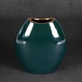 Wazon ceramiczny AMORA 2 o lśniącej powierzchni ze złotym detalem - 14 x 7 x 16 cm - zielony 1