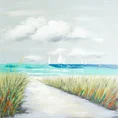 Obraz LAZUR 2 ręcznie malowany na płótnie - 80 x 80 cm - turkusowy 1