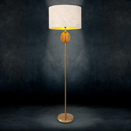 LIMITED COLLECTION Lampa stojąca LUNA 2 z podstawą łączącą szkło i metal oraz welwetowy abażur LIMITED COLLECTION Lampa stojąca LUNA 2 z podstawą łączącą szkło i metal oraz welwetowy abażur - ∅ 46 x 157 cm