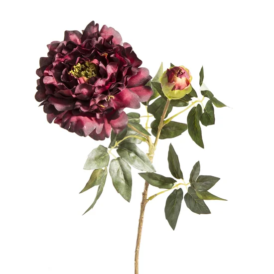 PIWONIA - PEONIA kwiat sztuczny dekoracyjny - dł. 70 cm śr. kwiat 14 cm - bordowy