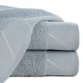 Ręcznik z szenilową bordiurą w błyszczące ukośne paski - 50 x 90 cm - jasnoszary 1