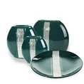 Patera ceramiczna MARINA dekorowany szerokim pasem z drobnymi kryształkami - ∅ 31 x 4 cm - turkusowy 2