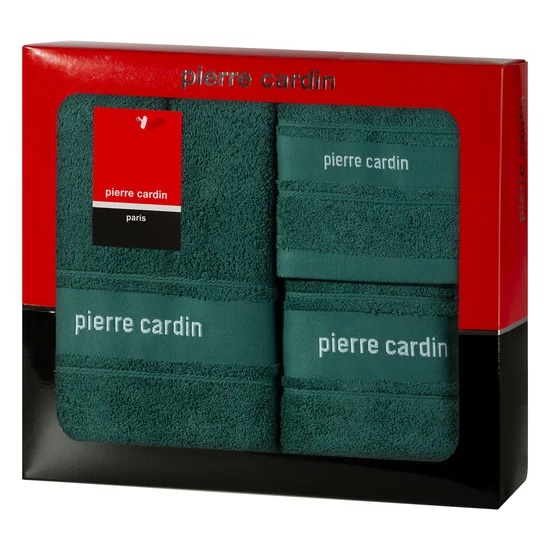 PIERRE CARDIN Komplet 3 szt ręczników NEL w eleganckim opakowaniu, idealne na prezent - 40 x 34 x 9 cm - ciemnoturkusowy