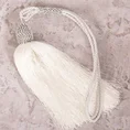 Dekoracyjny sznur do upięć z chwostem dekorowany kryształkami glamour - 70 cm - biały 1