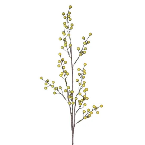 GAŁĄZKA OZDOBNA, kwiat sztuczny dekoracyjny - 73 cm - musztardowy