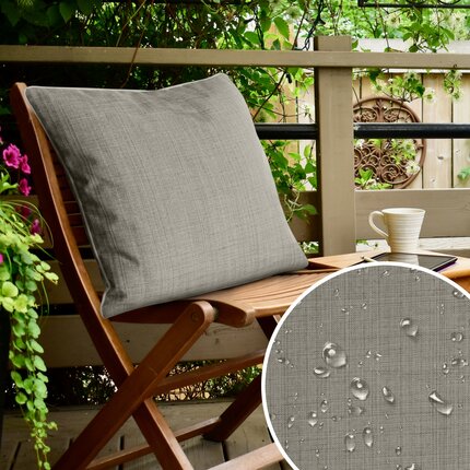 Poszewka GARDEN do ogrodu i na taras z gładkiej tkaniny wodoodpornej i ozdobną srebrną wypustką na brzegach poszewki 45 x 45 cm beżowy | Eurofirany