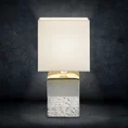 Lampka stołowa BRENDA na dwukolorowej ceramicznej podstawie z abażurem z matowej tkaniny - 15 x 15 x 31 cm - biały 1
