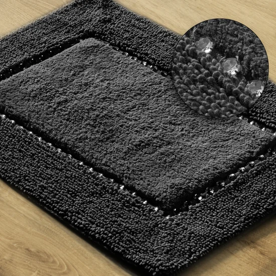 Miękki bawełniany dywanik CHIC zdobiony kryształkami - 60 x 90 cm - czarny