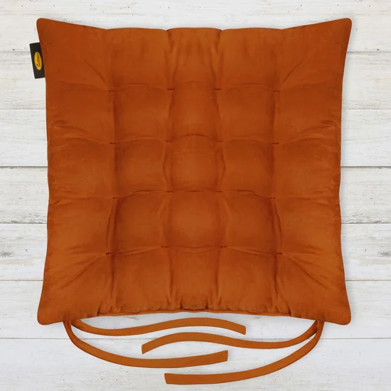 ADORE dwustronna welurowa poduszka siedziskowa na krzesło z szesnastoma pikowaniami, gramatura 195 g/m2 - 40 x 40 x 6 cm - ceglasty