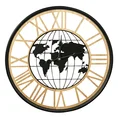 Dekoracyjny zegar ścienny z mapą - 60 x 5 x 60 cm - czarny 1