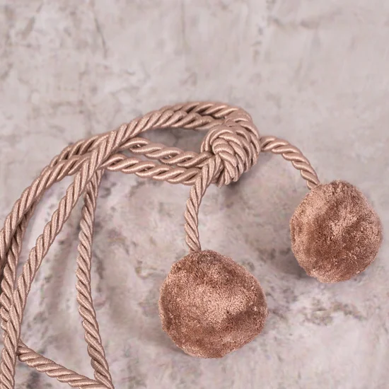 Dekoracyjny sznur do upięć z pomponikami - 50 cm - różowy