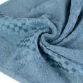 Ręcznik BAMBO02 w kolorze niebieskim, z domieszką włókien bambusowych, z ozdobną bordiurą z geometrycznym wzorem - 50 x 90 cm - niebieski 2