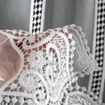 Tkanina firanowa zazdrostka z haftem i ażurem - 40 cm - biały 2