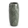 Wazon  ceramiczny DARA z wytłaczanym wzorem liści - ∅ 14 x 30 cm - turkusowy 2