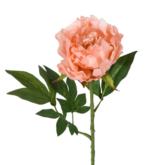 PEONIA piwonia  sztuczny kwiat dekoracyjny z jedwabistej tkaniny - dł. 55cm śr.kwiat 11cm - pomarańczowy
