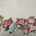 Obrus z grubszej tkaniny gobelinowej z nicią szenilową z motywem kwiatów - 100 x 100 cm - naturalny 2