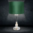 Lampka stołowa MONIK z kryształową podstawą i welwetowym abażurem - ∅ 30 x 53 cm - ciemnozielony 1