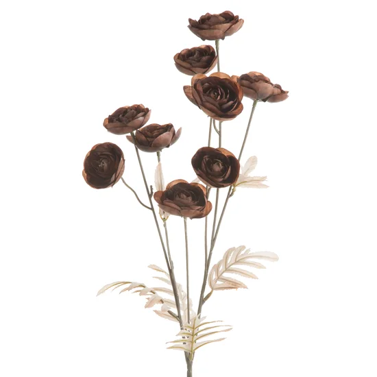 Kwiat sztuczny dekoracyjny z płatkami z jedwabistej tkaniny - 82 cm - brązowy