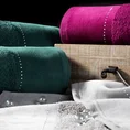 EWA MINGE Ręcznik KARINA w kolorze stalowym, zdobiony aplikacją z cyrkonii na miękkiej szenilowej bordiurze - 50 x 90 cm - stalowy 4